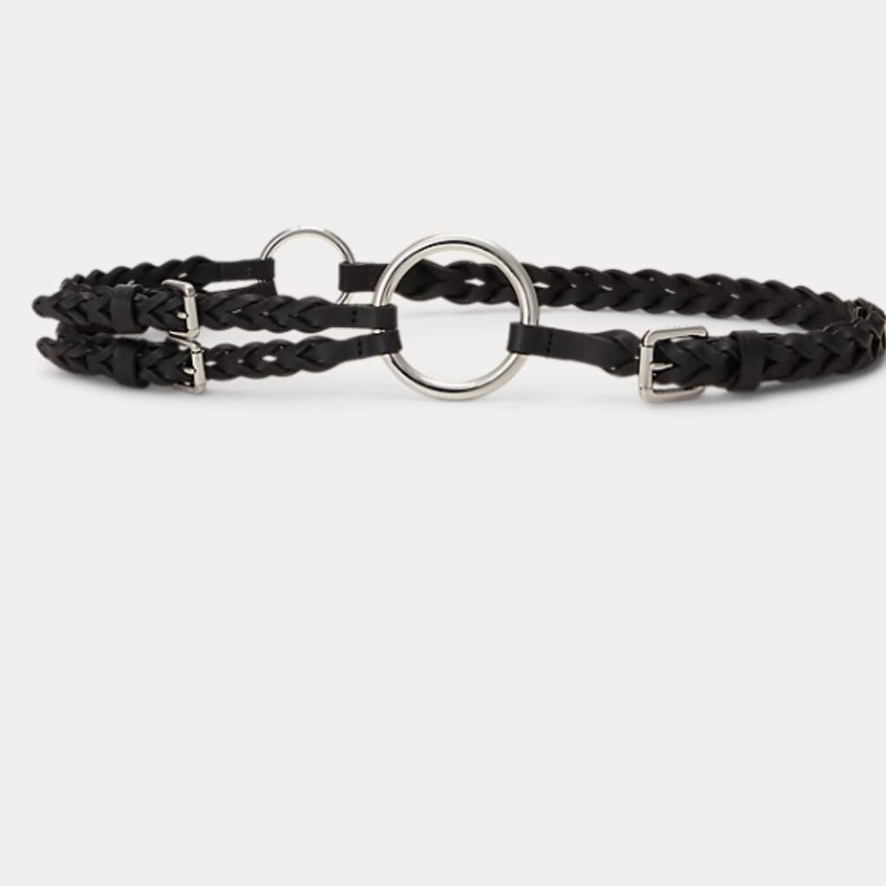 Lauren Tri-Strap O-Ring Braided Leather Belt